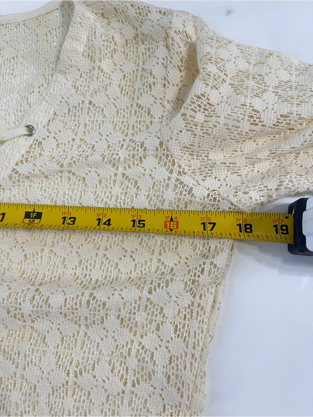 VTG Y2K Earthbound Trading Sheer Lace Front Small Cream Floral Fairy Boho - Picture 8 of 8